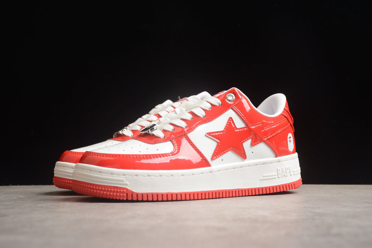 Bape Sta Lackleder Weiß Orange