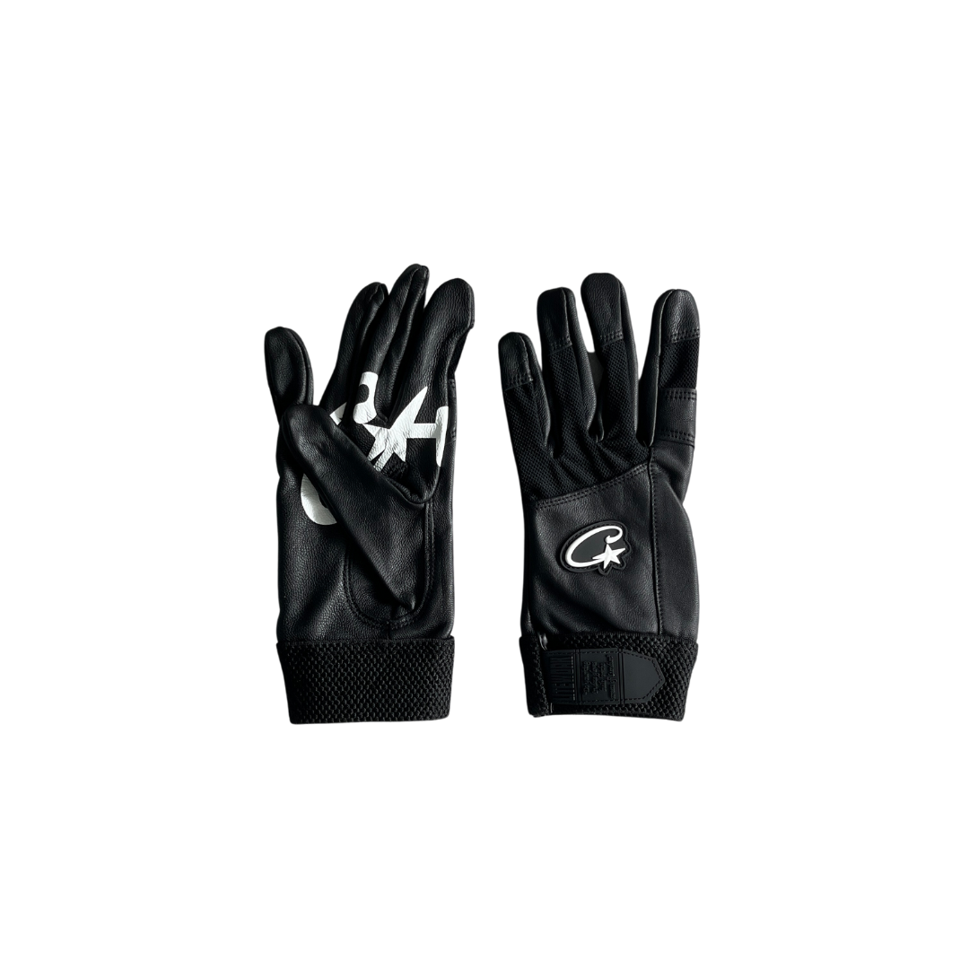 Corteiz Black Leather Gloves