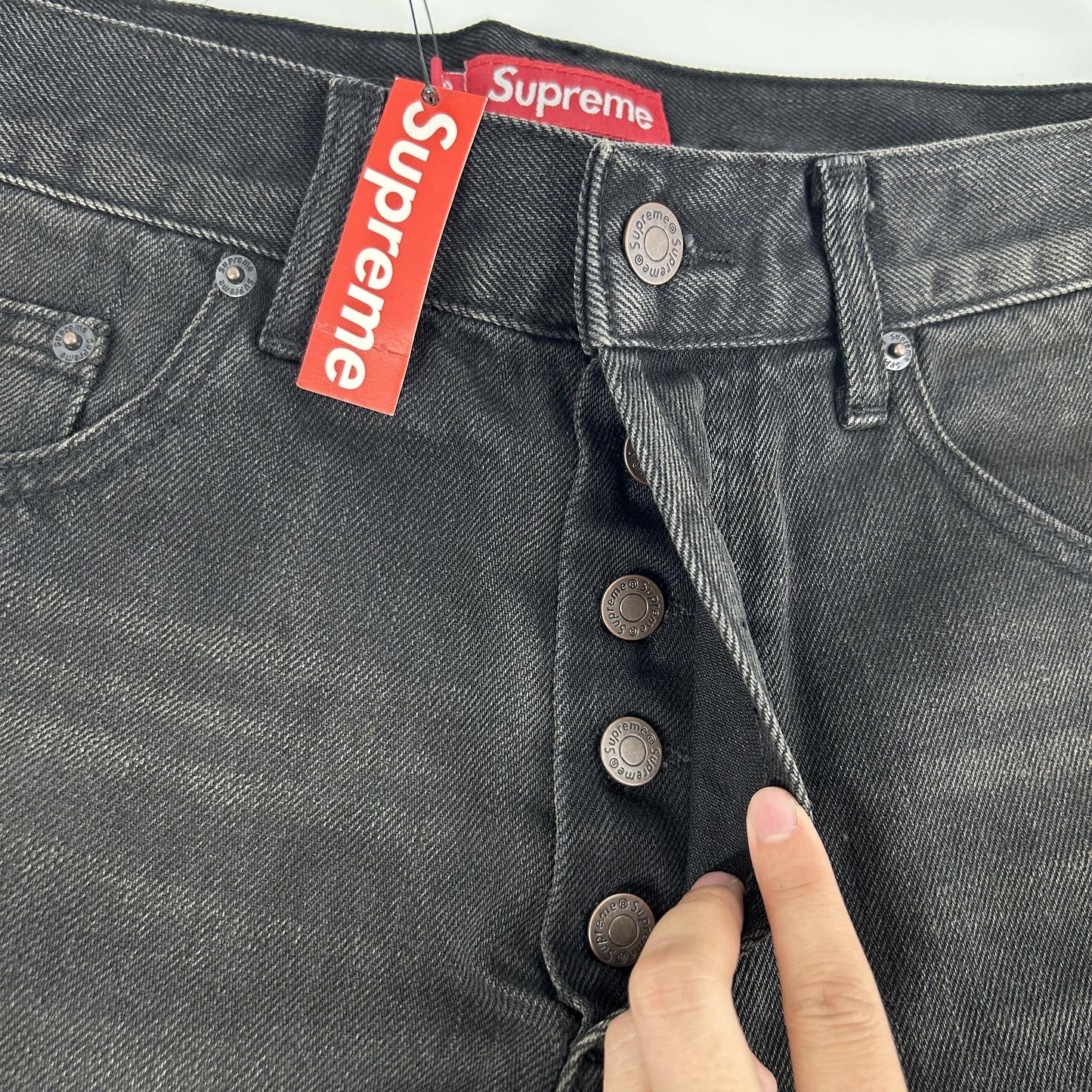 Supreme Jean Baggy Coupe Ample Délavé Selvedge