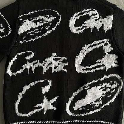 Pull jacquard en maille épaisse Corteiz