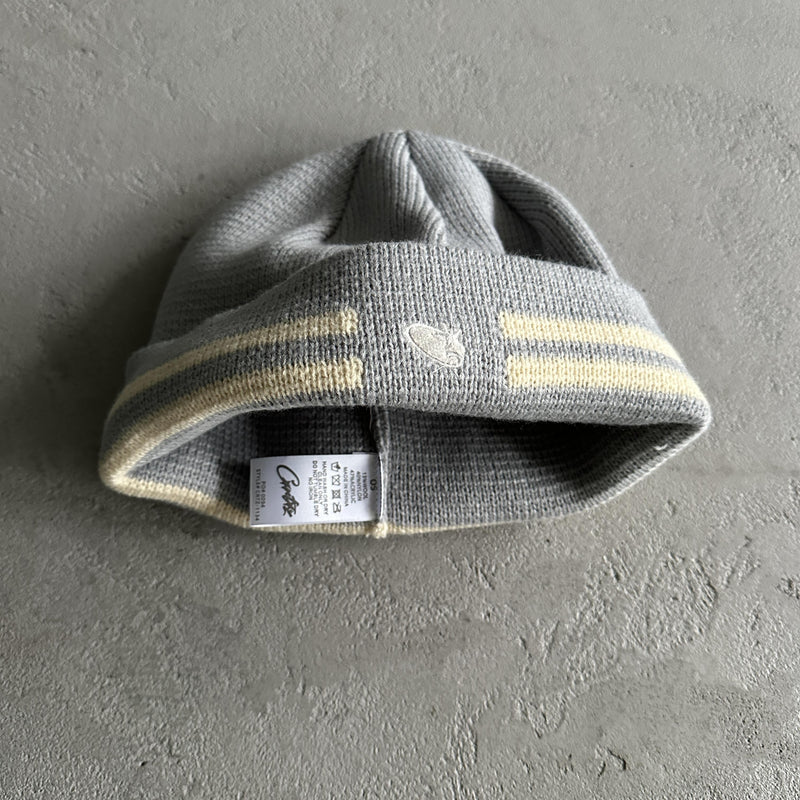 Corteiz Knit Stripe Beanie -Gray