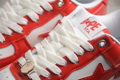 Bape Sta Cuir Verni Blanc Orange