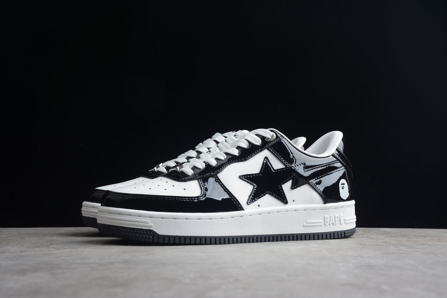 Bape Sta Cuir Verni Noir
