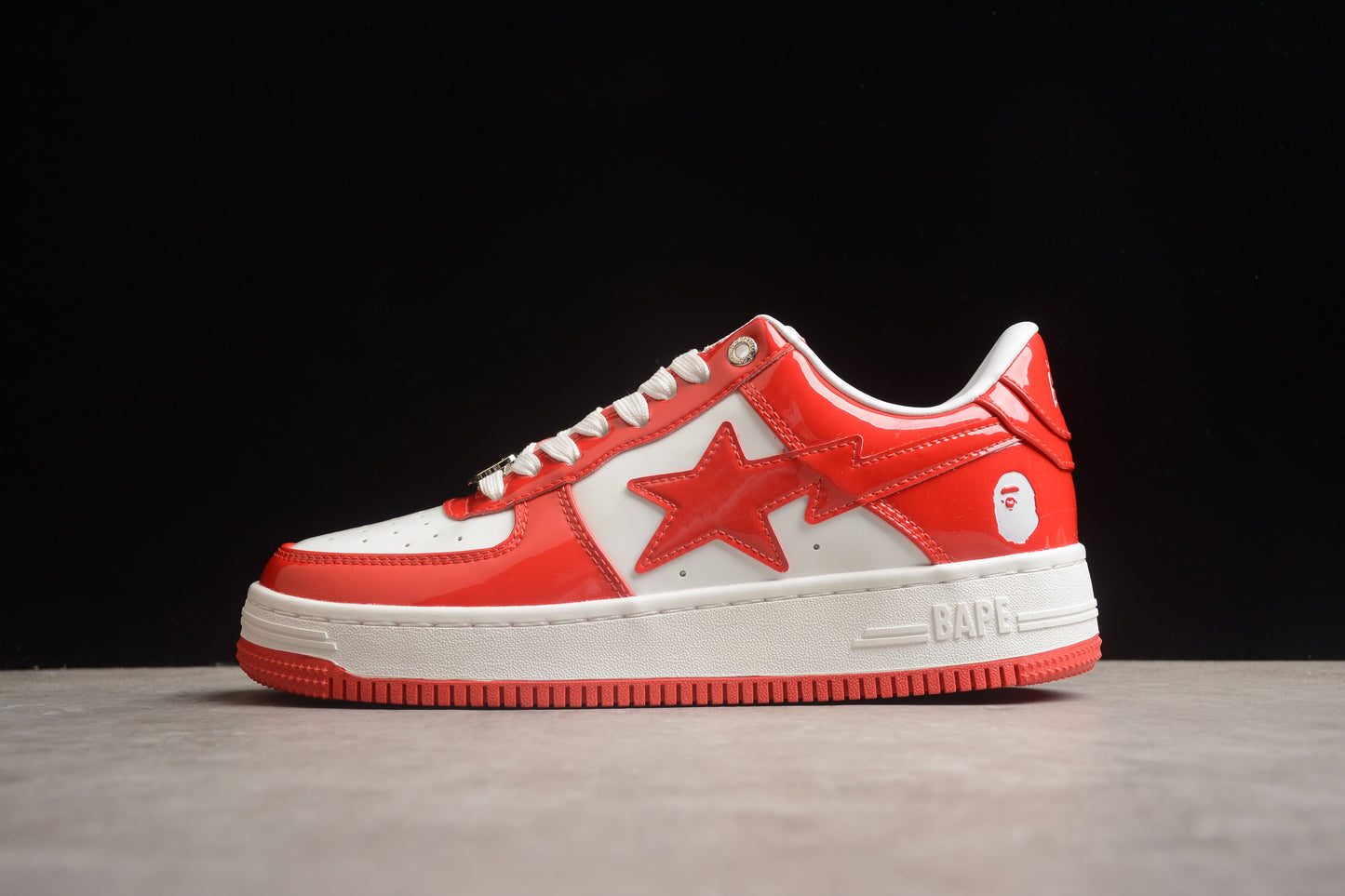 Bape Sta Cuir Verni Blanc Orange