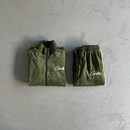 Ensemble de survêtement en velours Corteiz vert