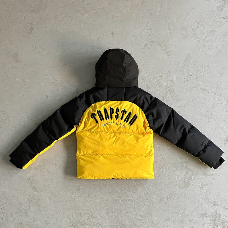 Trapstar Decoded Arch Puffer Jacket Black Yellow