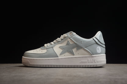 Bape Sta Cuir Verni Gris et Blanc