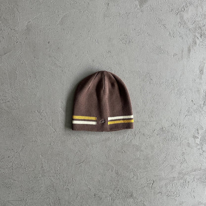 Bonnet rayé en maille Corteiz - Marron