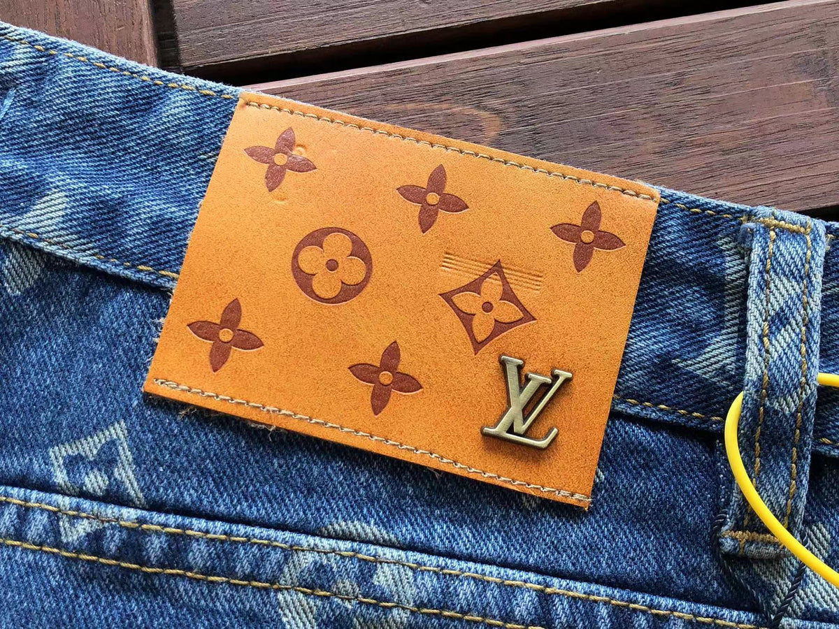 Jeans a 5 tasche Supreme x Louis Vuitton in denim jacquard