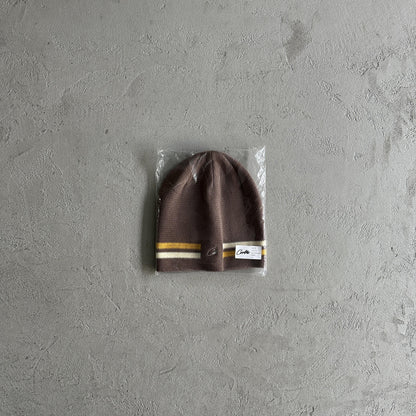 Bonnet rayé en maille Corteiz - Marron