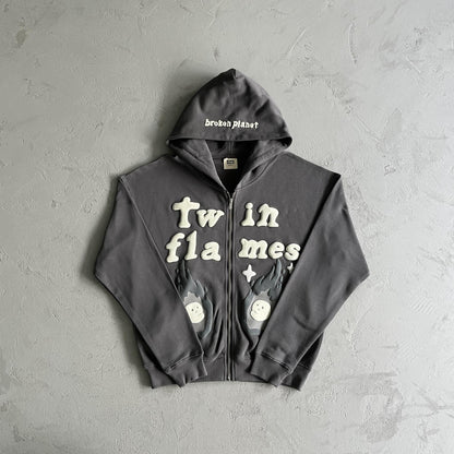Sweat à capuche zippé Broken P Twin Flames