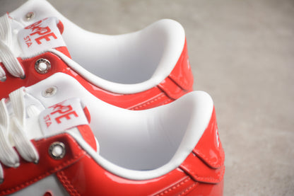 Bape Sta Cuir Verni Blanc Orange