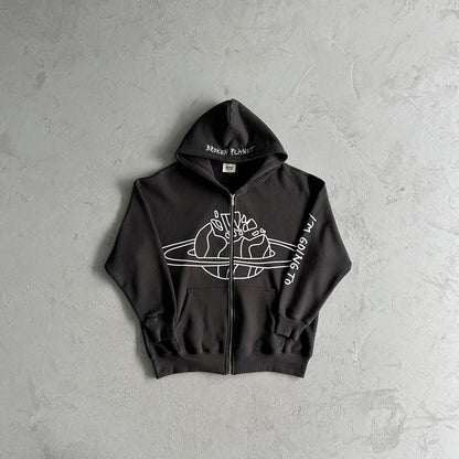Sweat à capuche zippé Broken P