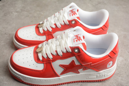Bape Sta Cuir Verni Blanc Orange