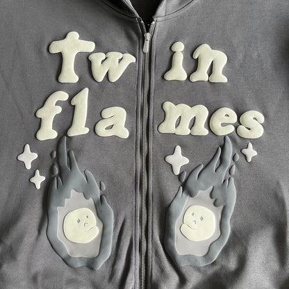 Sweat à capuche zippé Broken P Twin Flames