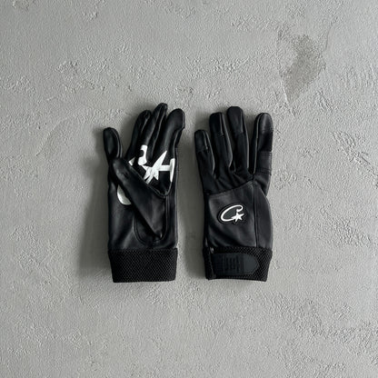 Gants en cuir noirs Corteiz