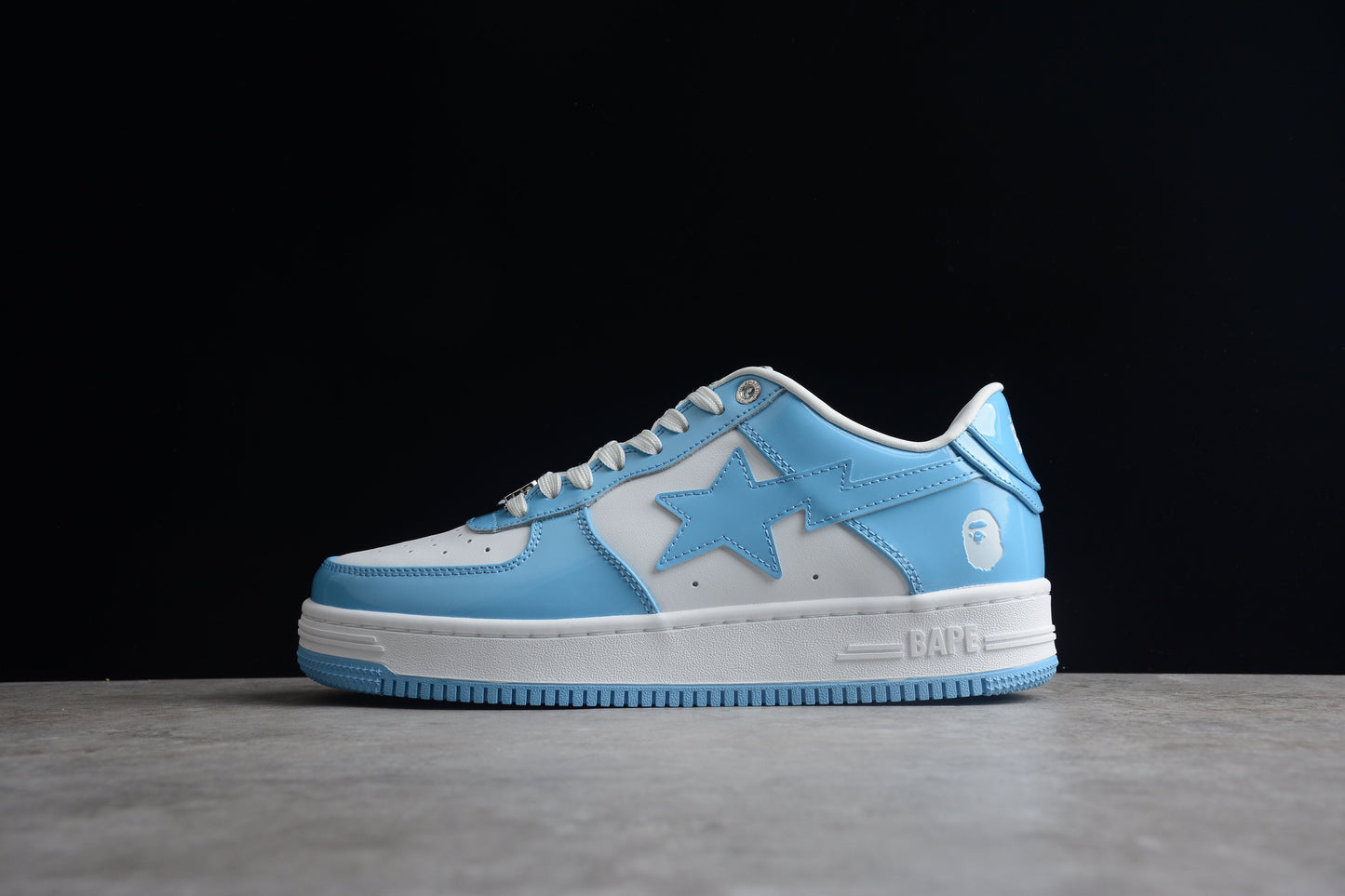 Bape Sta Cuir Verni Bleu Caroline du Nord