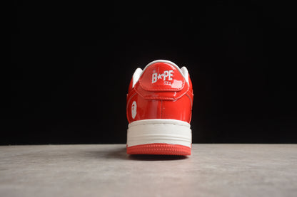 Bape Sta Cuir Verni Blanc Orange