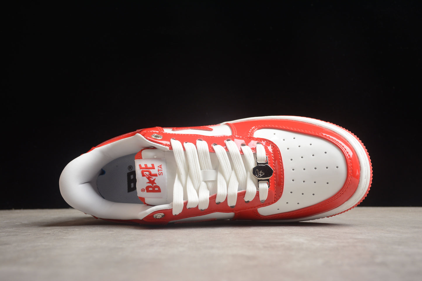 Bape Sta Cuir Verni Blanc Orange
