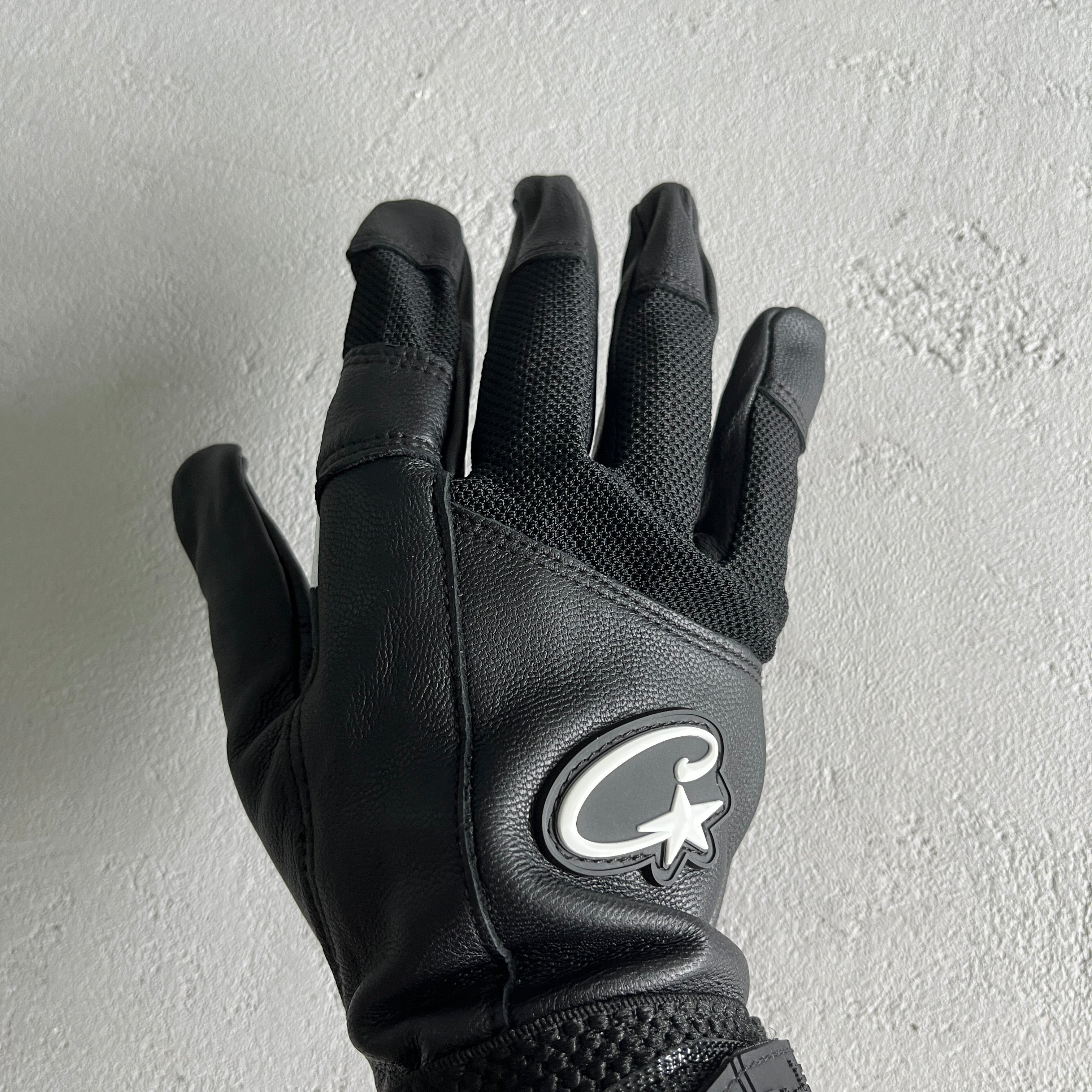 Corteiz Black Leather Gloves