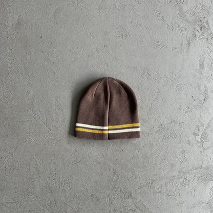 Bonnet rayé en maille Corteiz - Marron
