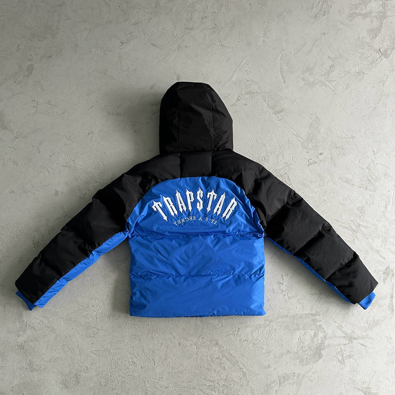 Trapstar Decoded Arch Puffer Jacket Black Blue