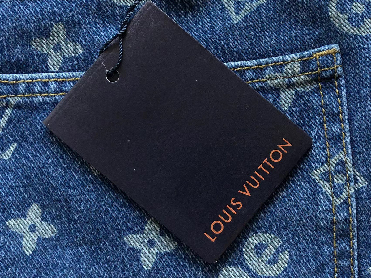 Jeans a 5 tasche Supreme x Louis Vuitton in denim jacquard