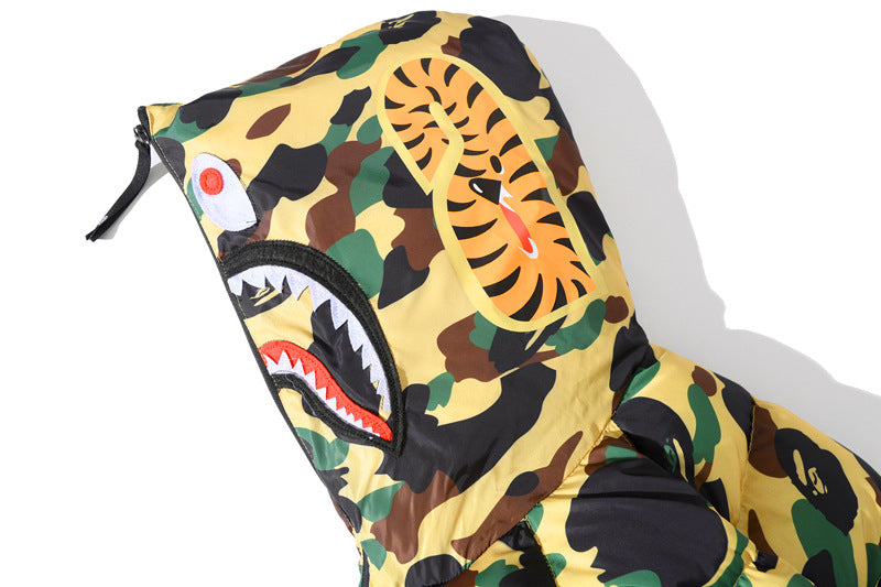 Bape Camouflage Hooded Zipper Shark Jacket