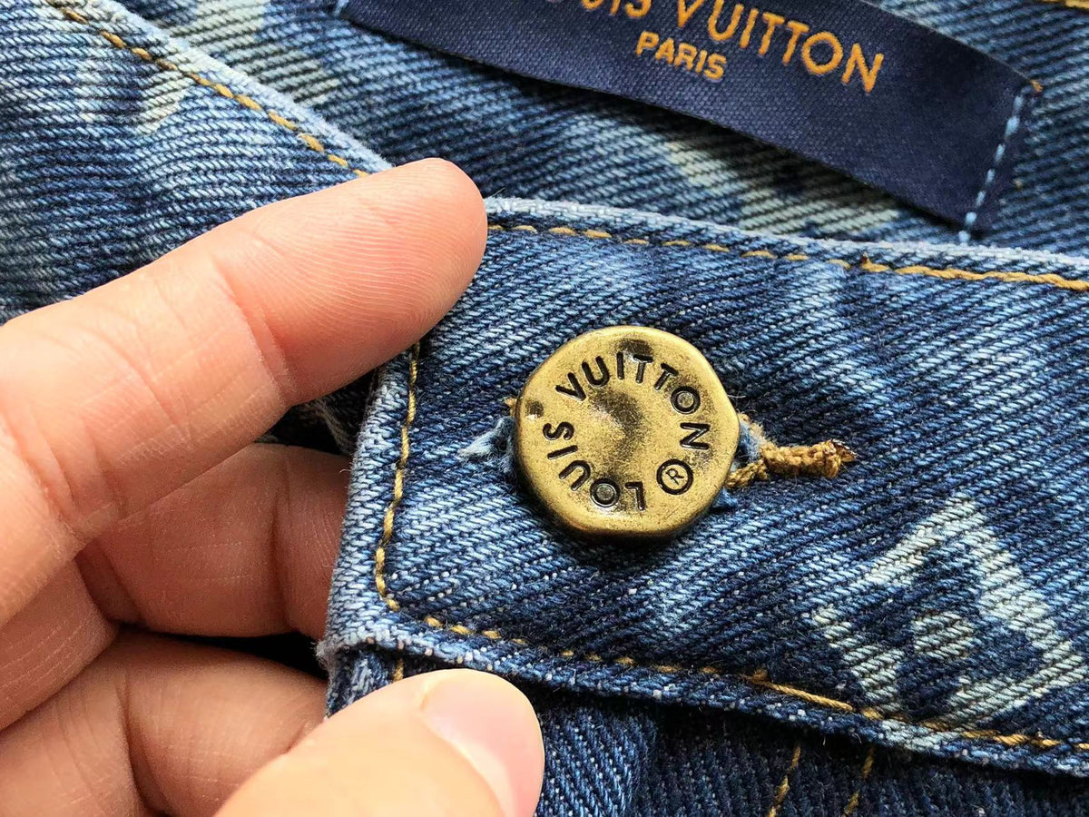 Jeans a 5 tasche Supreme x Louis Vuitton in denim jacquard