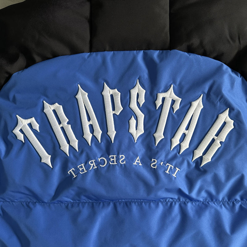 Trapstar Decoded Arch Puffer Jacket Black Blue