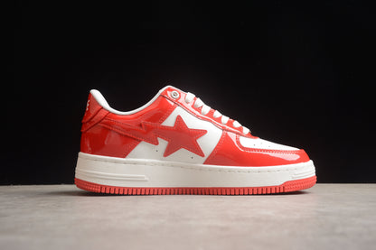 Bape Sta Cuir Verni Blanc Orange
