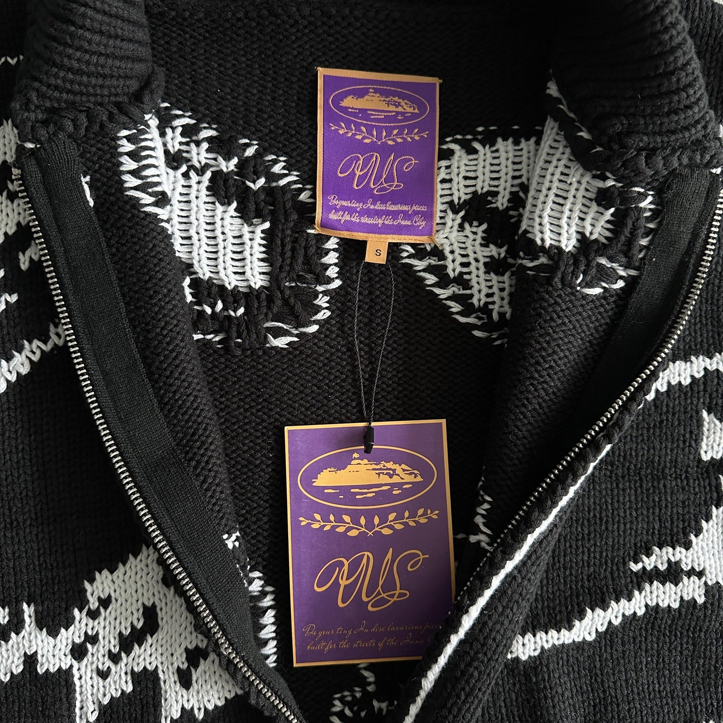 Pull jacquard en maille épaisse Corteiz
