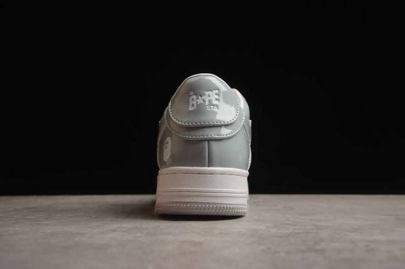 Bape Sta Patent Leather Gray and White