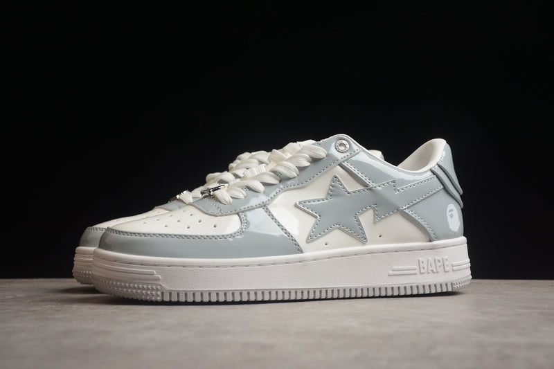 Bape Sta Patent Leather Gray and White
