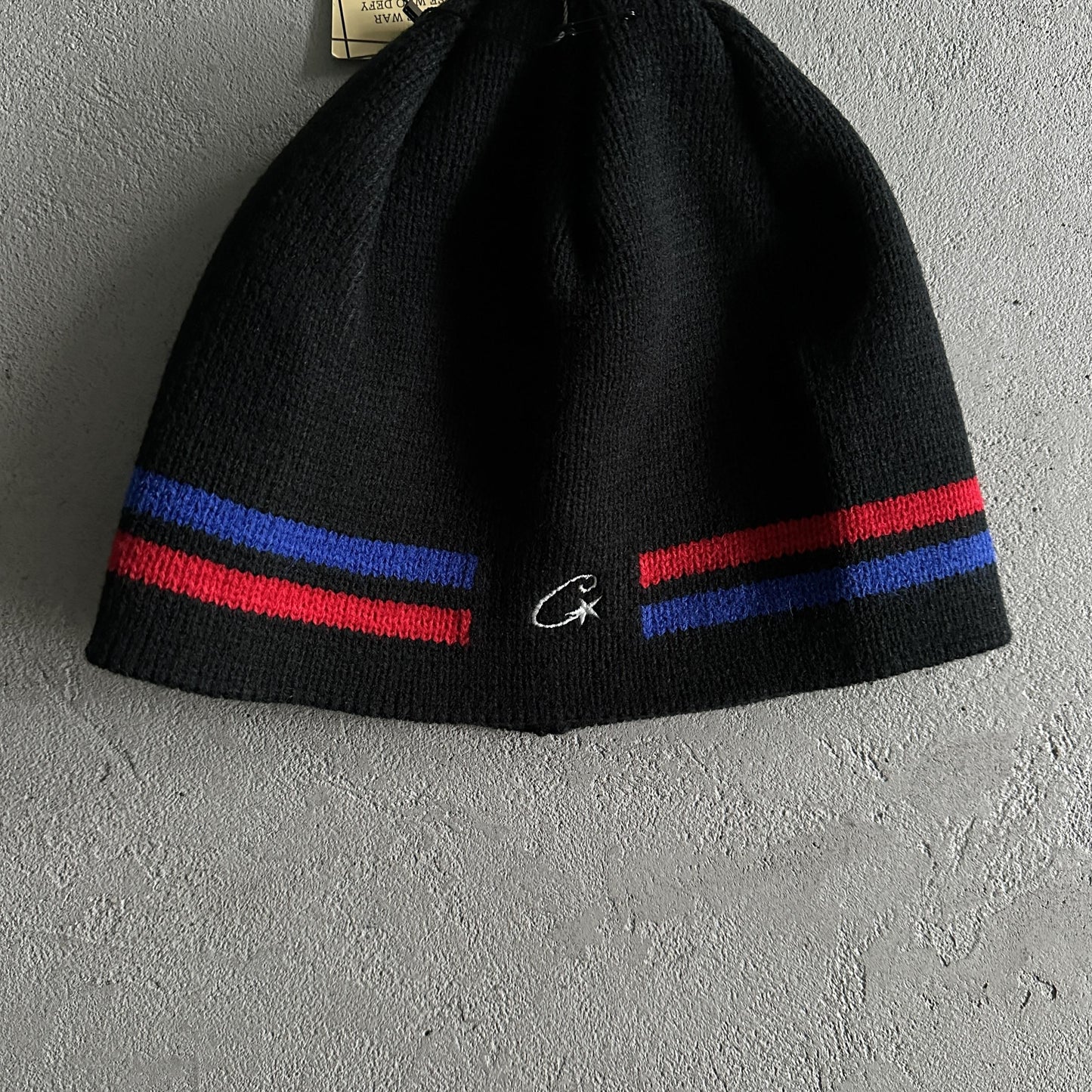 Bonnet Rayé Corteiz Noir Rouge Bleu