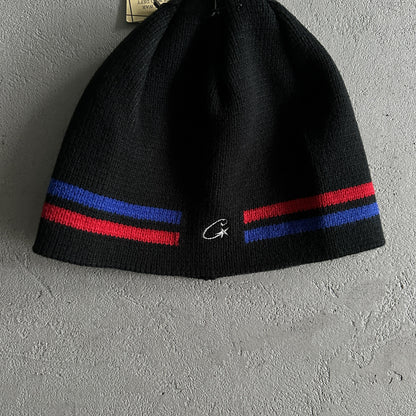 Bonnet Rayé Corteiz Noir Rouge Bleu
