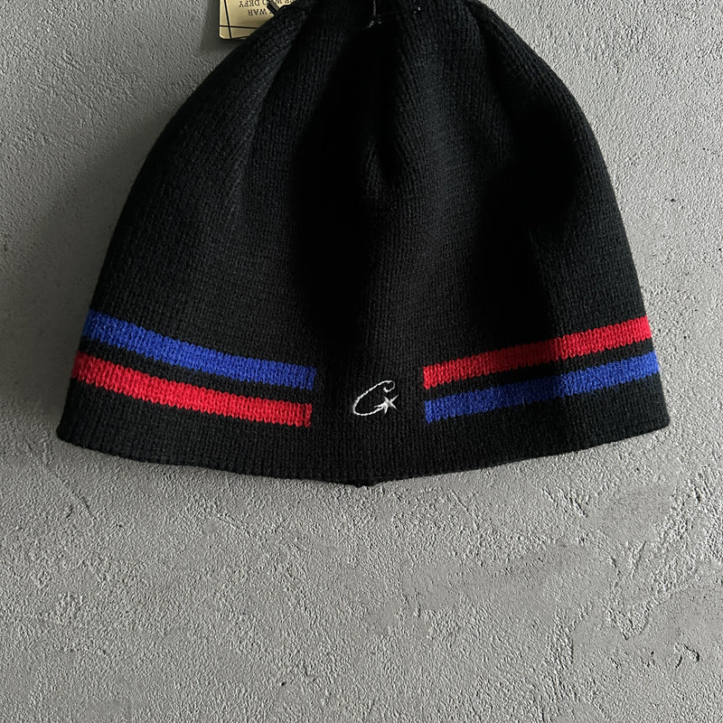 Corteiz Stripe Beanie Black Red Blue