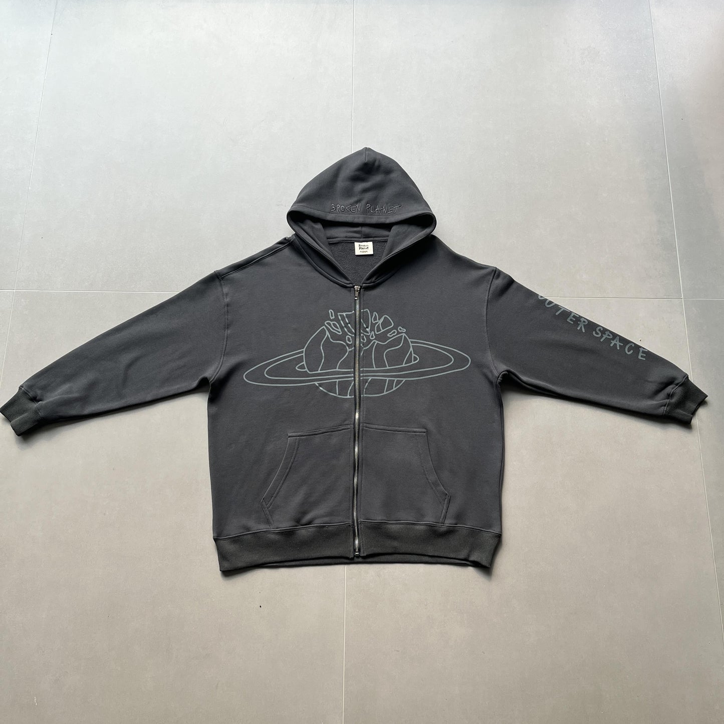 Sweat à capuche zippé Broken P Planet gris