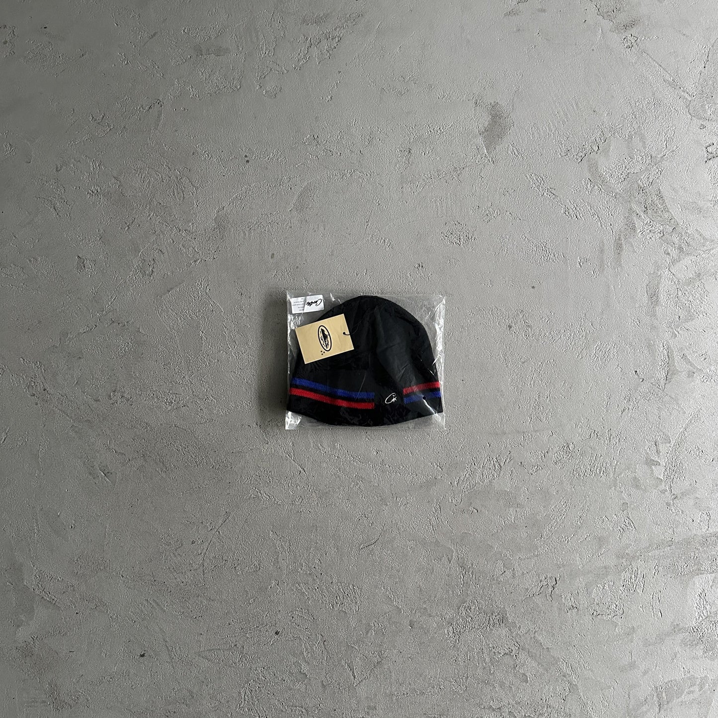 Bonnet Rayé Corteiz Noir Rouge Bleu