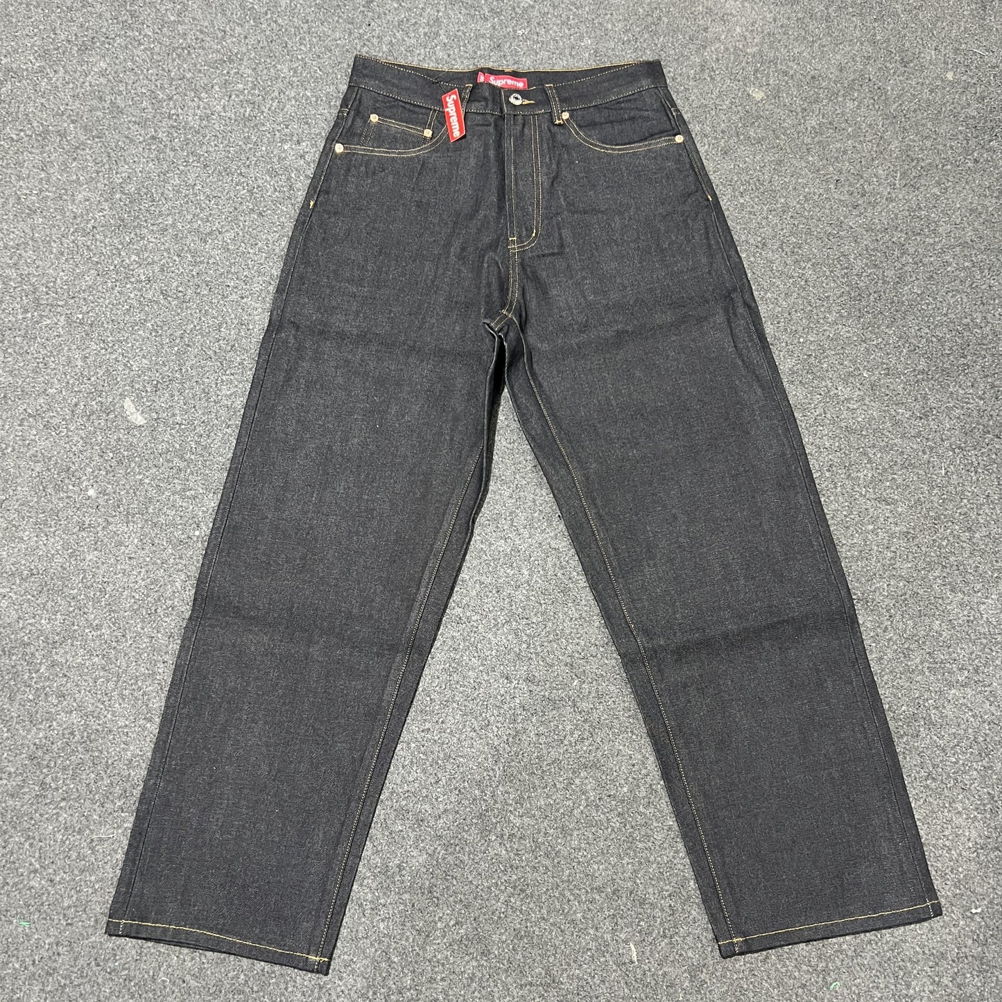 Supreme Baggy Jeans Fil de Cuivre Noir
